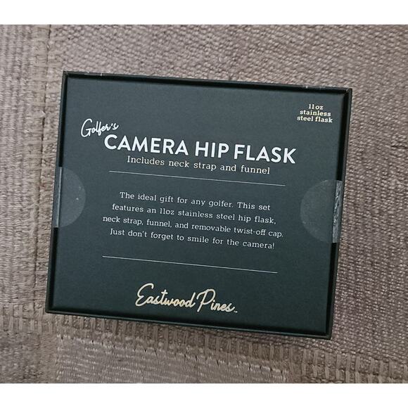 Eastwood Pines Golfer's Camera Hip Flask Neck Strap Funnel 11oz Stainless Steelt - Picture 3 of 4